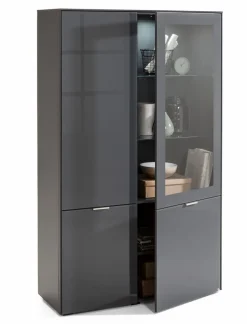 Outlet set one by Musterring Vitrine Chicago Anthrazit / Glänzend