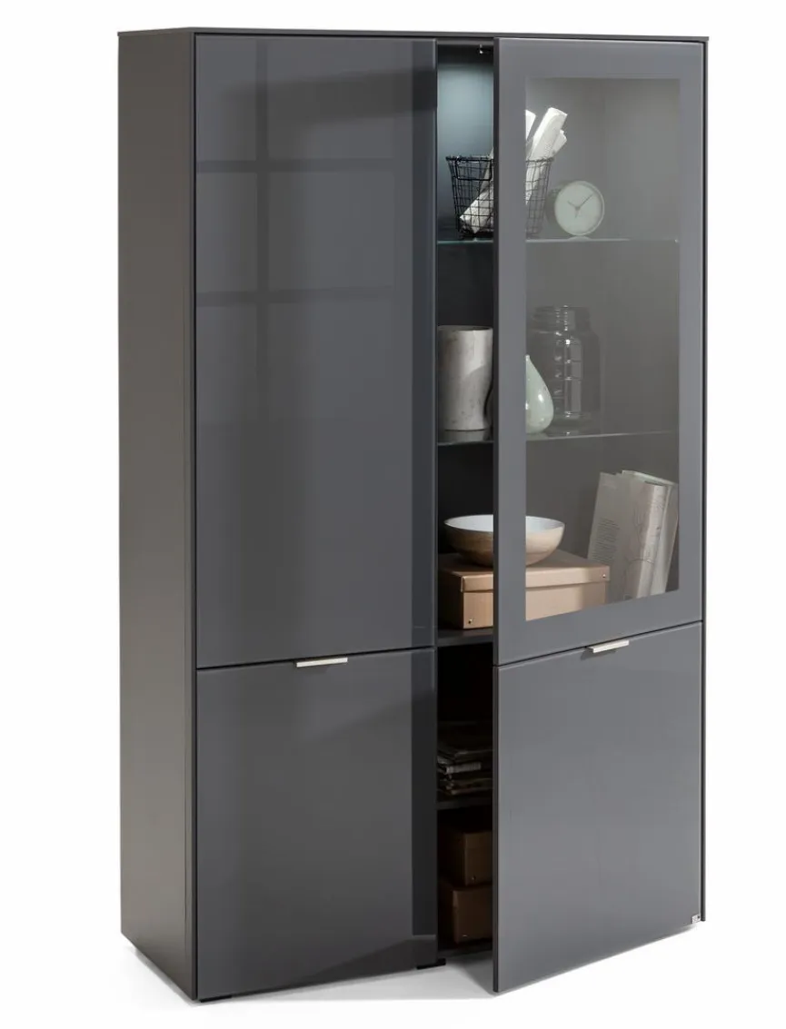 Outlet set one by Musterring Vitrine Chicago Anthrazit / Glänzend