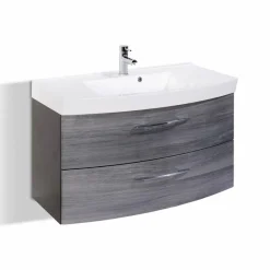 Outlet Held-Möbel Waschbeckenunterschrank Florida Eiche Rauchsilber