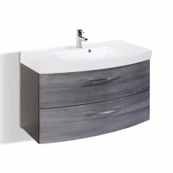 Outlet Held-Möbel Waschbeckenunterschrank Florida Eiche Rauchsilber