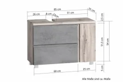 Clearance Held-Möbel Waschbeckenunterschrank Monza Eiche / Weiß