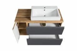 Held-Möbel Waschtischkombination Monza Eiche / Grau