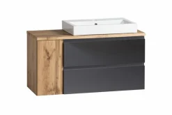 Held-Möbel Waschtischkombination Monza Eiche / Grau