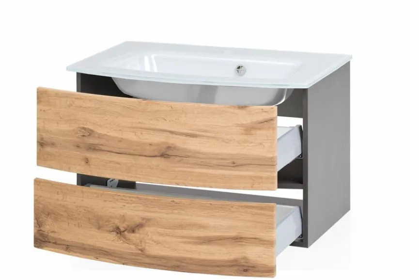 Discount Held-Möbel Waschtisch-Set Malmö Graphit / Eiche