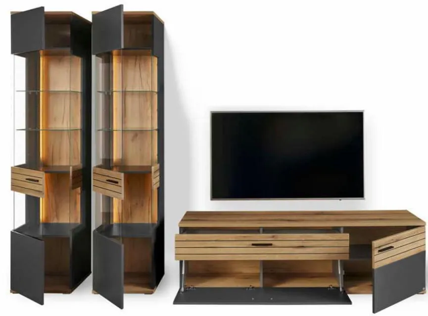 Online set one by Musterring Wohnwand Quincy Anthrazit