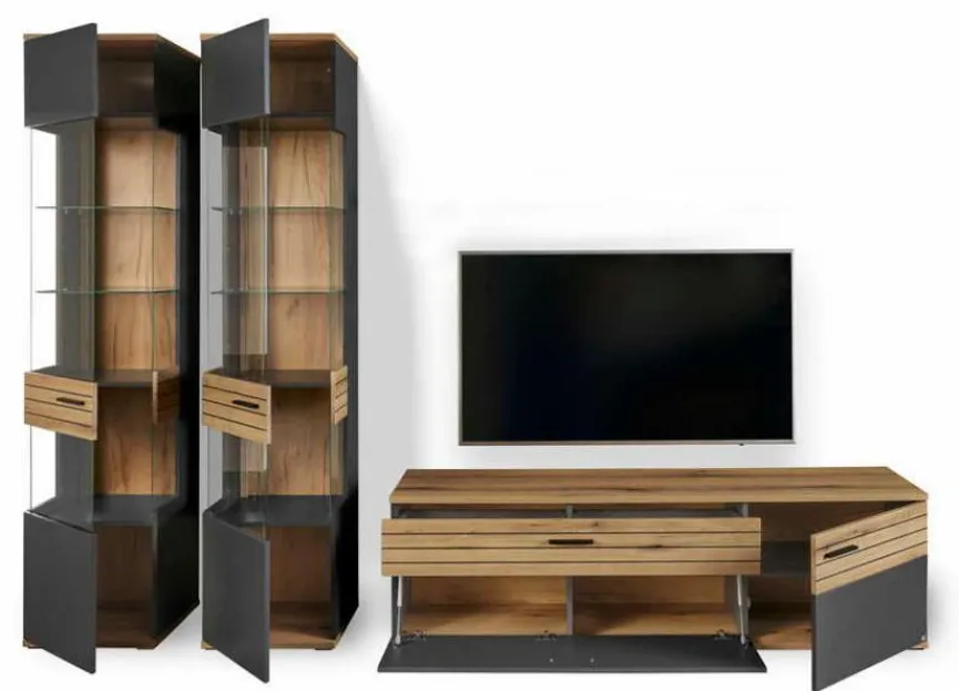 Online set one by Musterring Wohnwand Quincy Anthrazit