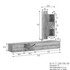 Outlet G+K Wohnwand Austin Wildeiche