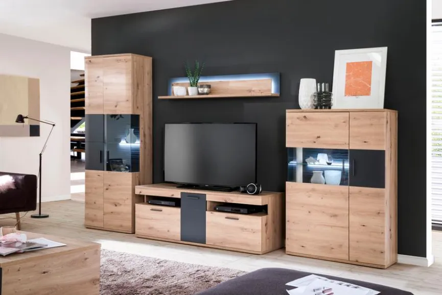 Hot MCA Wohnwand Cortona 4tlg. Eiche