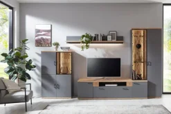 Outlet IDEAL Wohnen Wohnwand Houton Grau