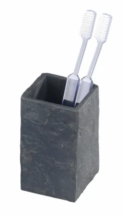 WENKO Zahnputzbecher Slate Rock Grau